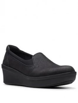 Image of Clarks Step Rose Moon Wedge Shoes - Black