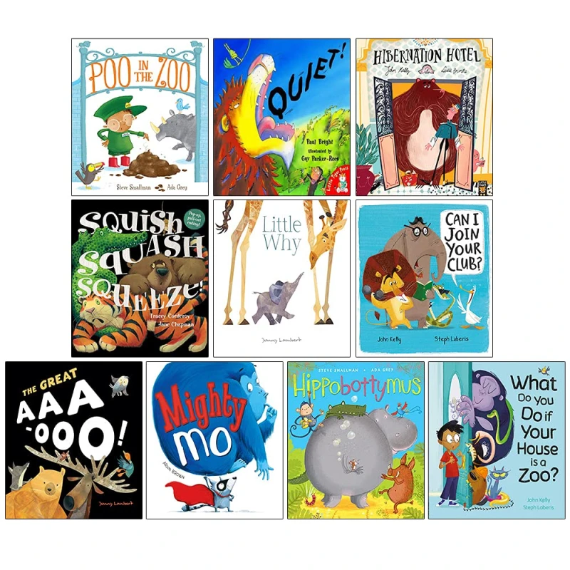 Image of Zoo Series 10 Picture Flat Books Collection Set (Quiet, Little Why, Poo in the Zoo, Mighty Mo) Little Tiger Books