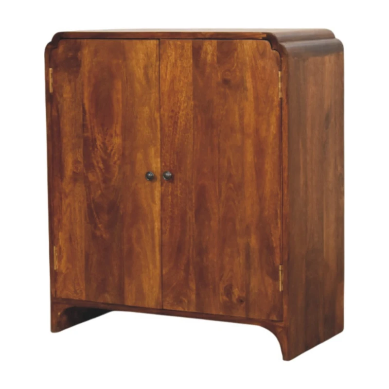 Image of Artisan Furniture Artisan Furniture Solid Wood Newton Chestnut Cabinet, Double-Door Storage, Dark Brown