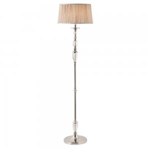 Image of 1 Light Floor Lamp Polished Nickel Plate with Beige Shade, E27