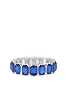 Image of Jon Richard Silver Plated And Sapphire Statement Stretch Bracelet, Silver, Women