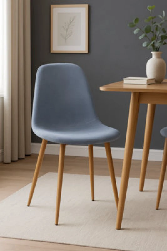 Image of Ds Living Luxe Dining Chair 2Pc Blue Mirage Wooden Printed Coating