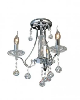 Image of Semi Flush Ceiling 3 Light Polished Chrome, Crystal