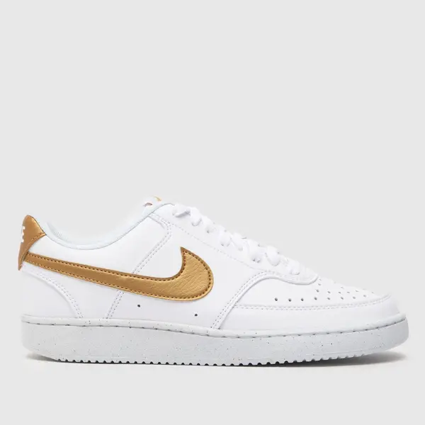 Image of Nike court vision trainers in white & gold White/Gold UK 3 (EU 36)