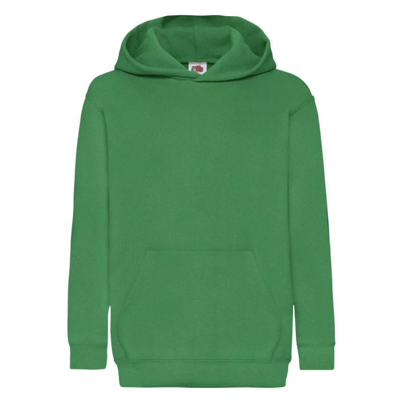 Image of Fruit of the Loom Classic Hooded Sweatshirt in Green Size: 12-13 Years Green Unisex 12-13 Years