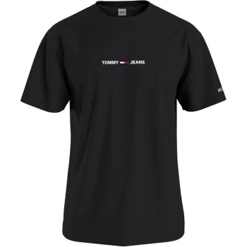 Image of Tommy Jeans Small Text T Shirt - Black