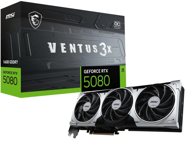 Image of MSI NVIDIA GeForce RTX 5080 16G VENTUS 3X OC PLUS GDDR7 Graphics Card