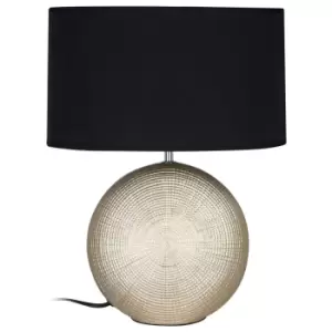 Image of Premier Housewares Whisper Table Lamp in Gold Ceramic with Black Fabric Shade