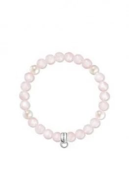 Image of Thomas Sabo Semi Precious Bead Pink and Pearl Stretch Charm Bracelet, One Colour, Women