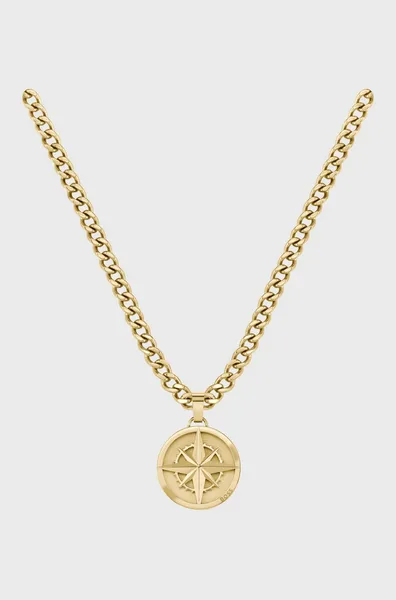 Image of BOSS 1580549 Mens North Compass Pendant Gold-Tone Jewellery
