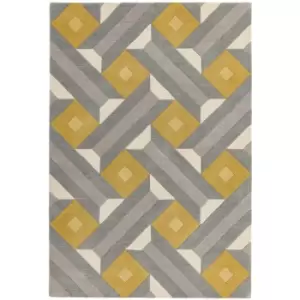 Image of Asiatic Carpets Reef Handtufted Rug Motif Ochre Grey - 160 x 230cm