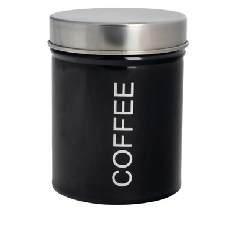 Image of Harbour Housewares Kitchen Coffee Canister - Black - Round Metal Storage Caddy Tin Jar