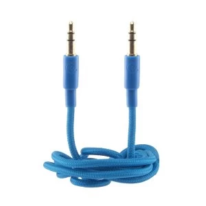 Image of Urbanz INC-35P/P-1-BL Braided Cord 3.5mm Corded Audio Cable 1M - Neon Blue