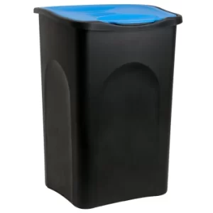 Image of Waste Bin with Lid 50 L Trash Can Kitchen Office Black Blue