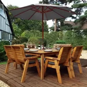 Image of Charles Taylor Eight Seater Square Table, Chair and Bench Set with Grey Accessories