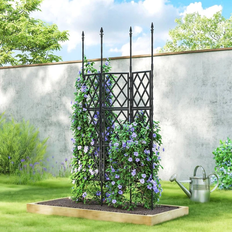 Image of OUTSUNNY Foldable Garden Trellis, Lattice Climbing Support Trellis in Black Unisex