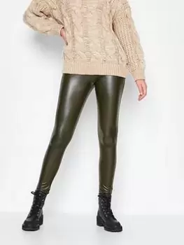 Image of Long Tall Sally Khaki Pu Legging, Green, Size 18, Length 36, Women