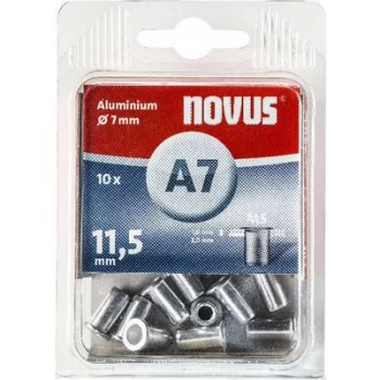 Image of Novus 045-0042 Blind rivet nut (Ø x L) 7mm x 11.5mm M5 Aluminium Aluminium 10 pc(s)
