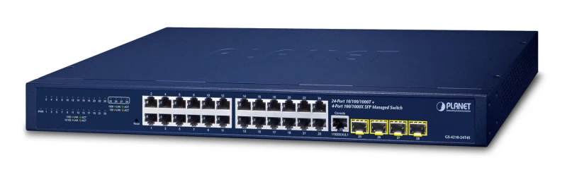 Image of PLANET IPv4/IPv6. 24-Port Managed L2/L4 Gigabit Ethernet (10/100/1000)