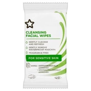 Image of Superdrug Facial Cleansing Travel Wipes 10 Sensitive