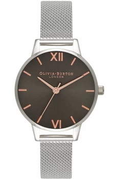 Image of Ladies Olivia Burton Midi Dial Dark Grey & Silver Mesh Watch OB16MD80