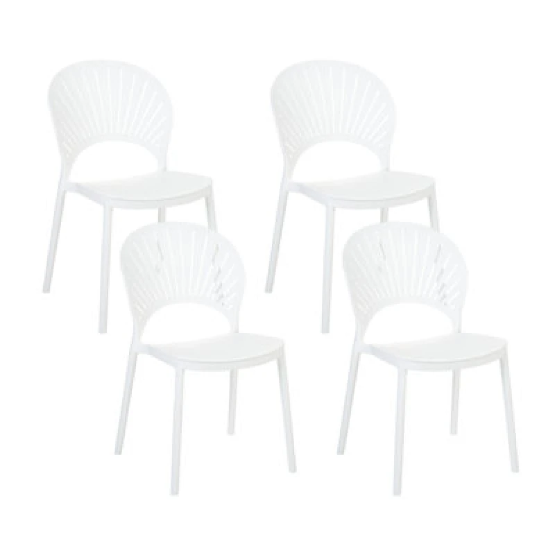 Image of Beliani Set Of 4 Garden Chairs Ostia White