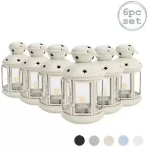 Image of Metal Hanging Tealight Lanterns - 20cm - Cream - Pack of 6 - Nicola Spring