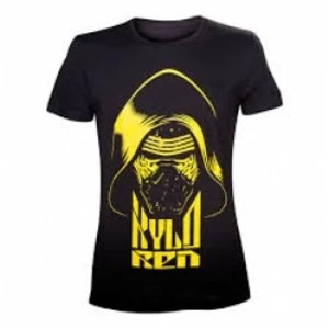Image of Star Wars VII The Force Awakens Adult Male Kylo Ren Yellow Face Medium Black T-Shirt