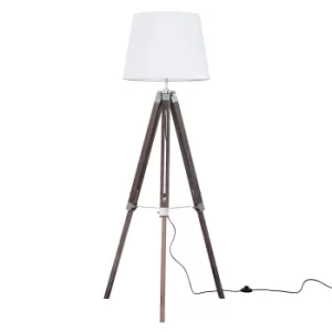 Image of Clipper Light Wood Tripod Floor Lamp with White Aspen Shade