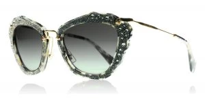 Image of Miu Miu Noir Sunglasses Crystal / Grey DHE0A7 55mm