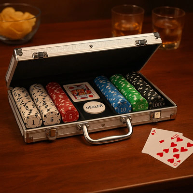 Image of Ambassador Poker Set 300 Colourful Chips & Aluminium Case