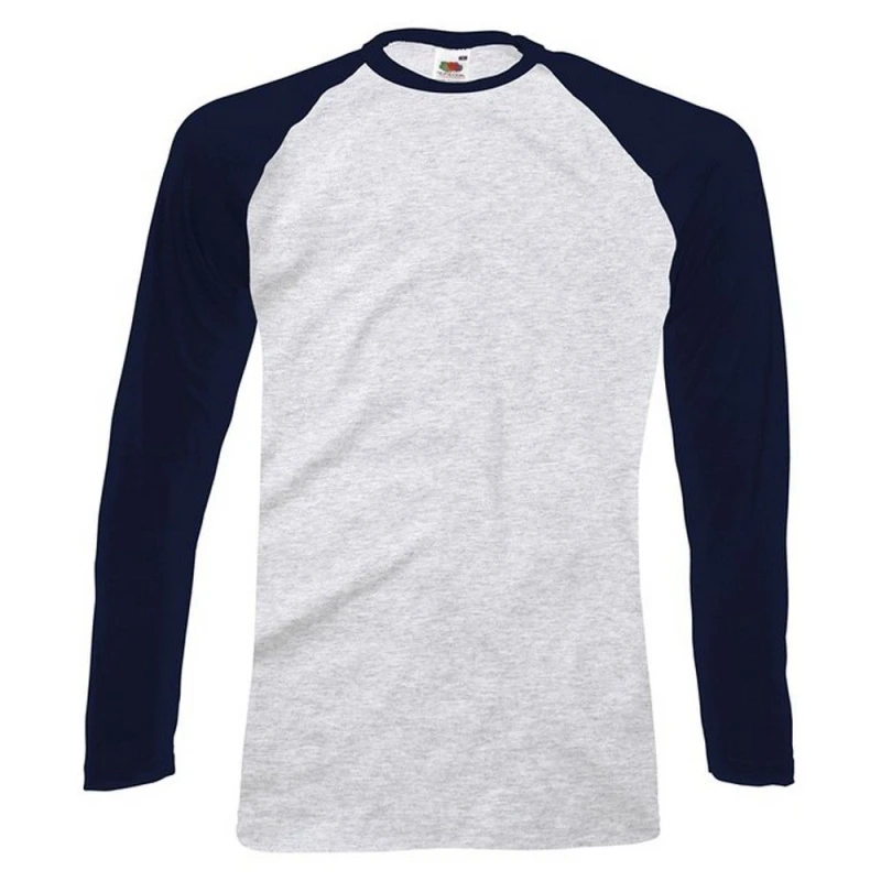 Image of Fruit Of The Loom Long-Sleeved Baseball T-Shirt Pale Grey male