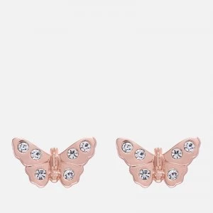 Image of Olivia Burton Womens Sparkle Butterfly 3D Sparkle Butterfly Stud Earrings - Rose Gold