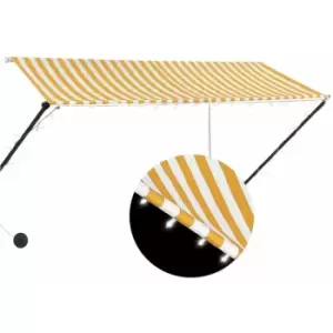 Image of Retractable Awning with LED 300x150cm Yellow and White Vidaxl Yellow