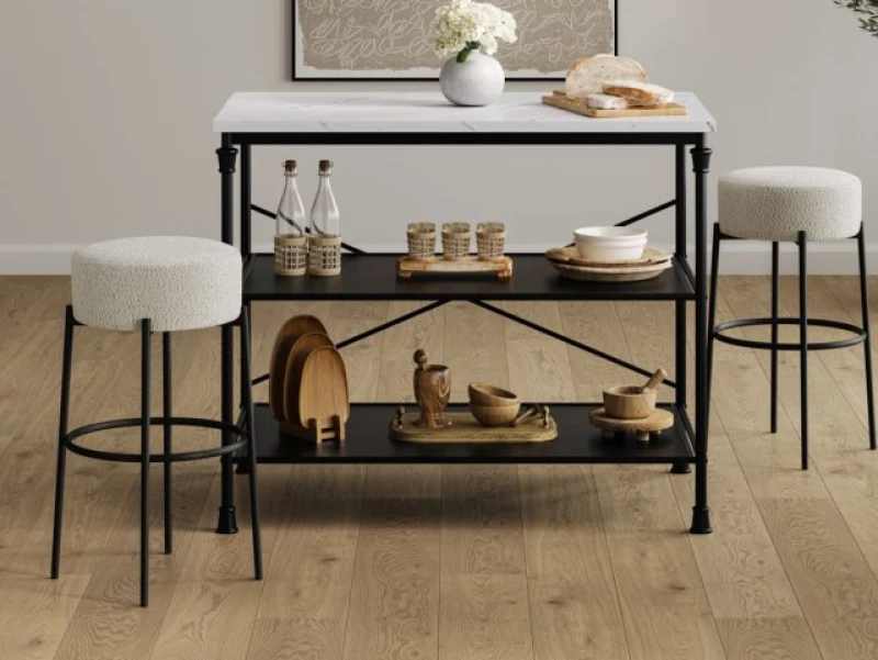 Image of LPD Anais Ivory Boucle Fabric Bar Stool