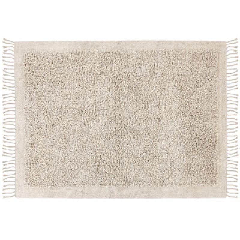 Image of Beliani Rug Bitlis Light Beige 140 X 200 Cm Cotton