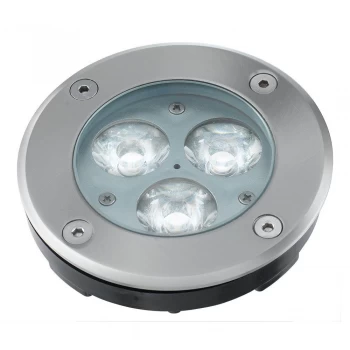 Image of LED 3 Light Recessed Outdoor Pathway Ground Light Stainless Steel IP67