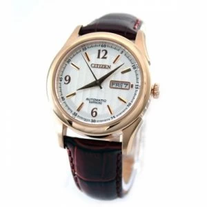 Image of Citizen Eco-Drive Mens Leather Strap Watch NH8316-06AB