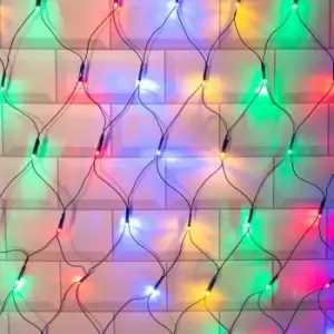 Image of The Christmas Workshop 76060 100 Multi-Coloured Christmas LED Net Lights / Curtain Style Window Lights / 8 Different Modes / Indoors & Outdoors /