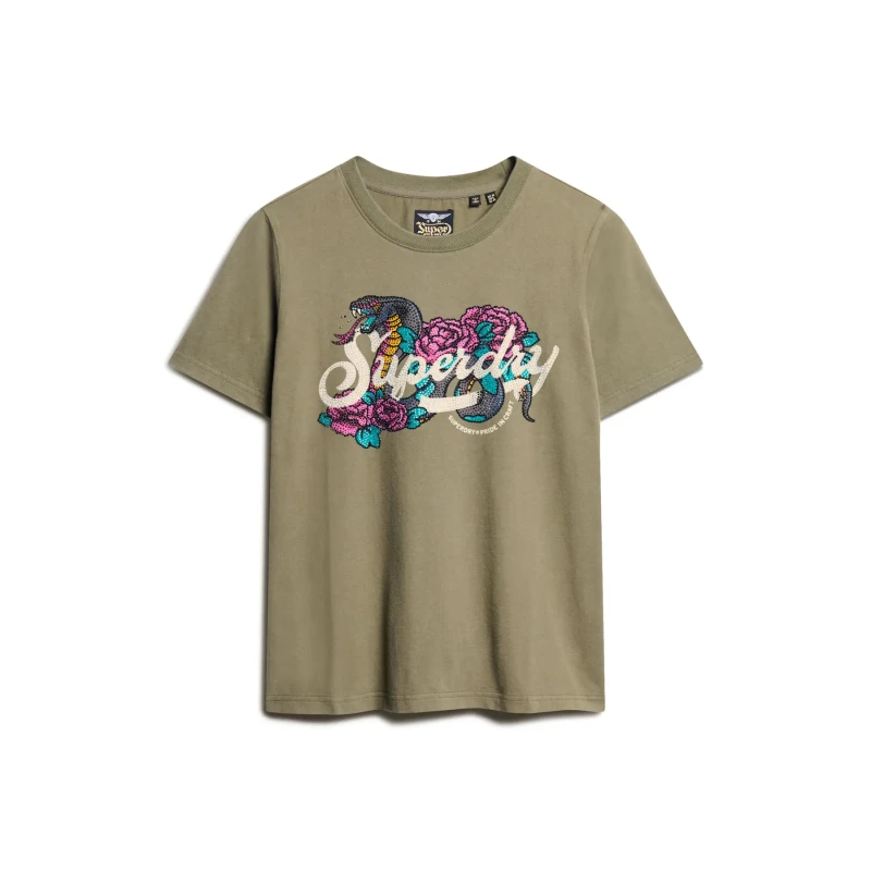 Image of Superdry Womens casual T-Shirt Superdry Tattoo Script Vert Female XS