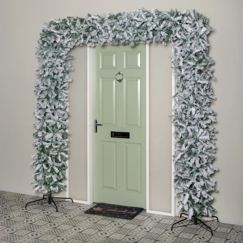 Image of 8ft (2.30m) Samuel Alexander Double Door Snow Flocked Christmas Tree Flat Top Arch with 2000 Tips