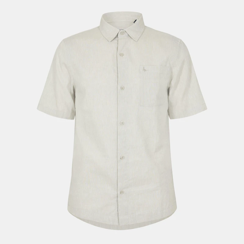 Image of Jack Wills Short Sleeve Linen Shirt - Beige Beige S