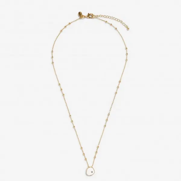 Image of Beau White Enamel Gold Plated Zirconia 46cm + 5cm Necklace 7123