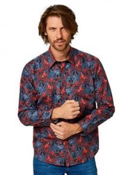 Image of Joe Browns Pop Of Colour Floral Shirt - Grey, Size L, Men