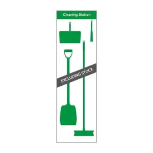 Image of Shadow Board Cleaning Station with Lean Stand, Board Only with Hooks, Style A Green, (610mm x 2000mm)