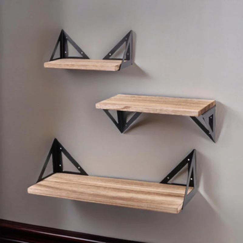 Image of Rafaelo Mobilia Industrial Set Of 3 Adjustable Wall Mounted Shelves