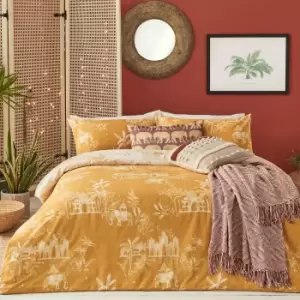 Image of Furn. Jaipur Ochre Duvet Cover and Pillowcase Set Yellow/White
