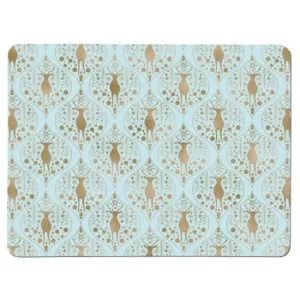 Image of Denby Mint And Gold Christmas Placemats Set Of 6