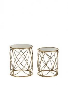 Image of Premier Housewares Arcana Side Tables Set Of 2- Distressed Gold