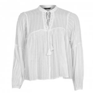 Image of Only Long Sleeve Denim Blouse Ladies - Cloud Dancer